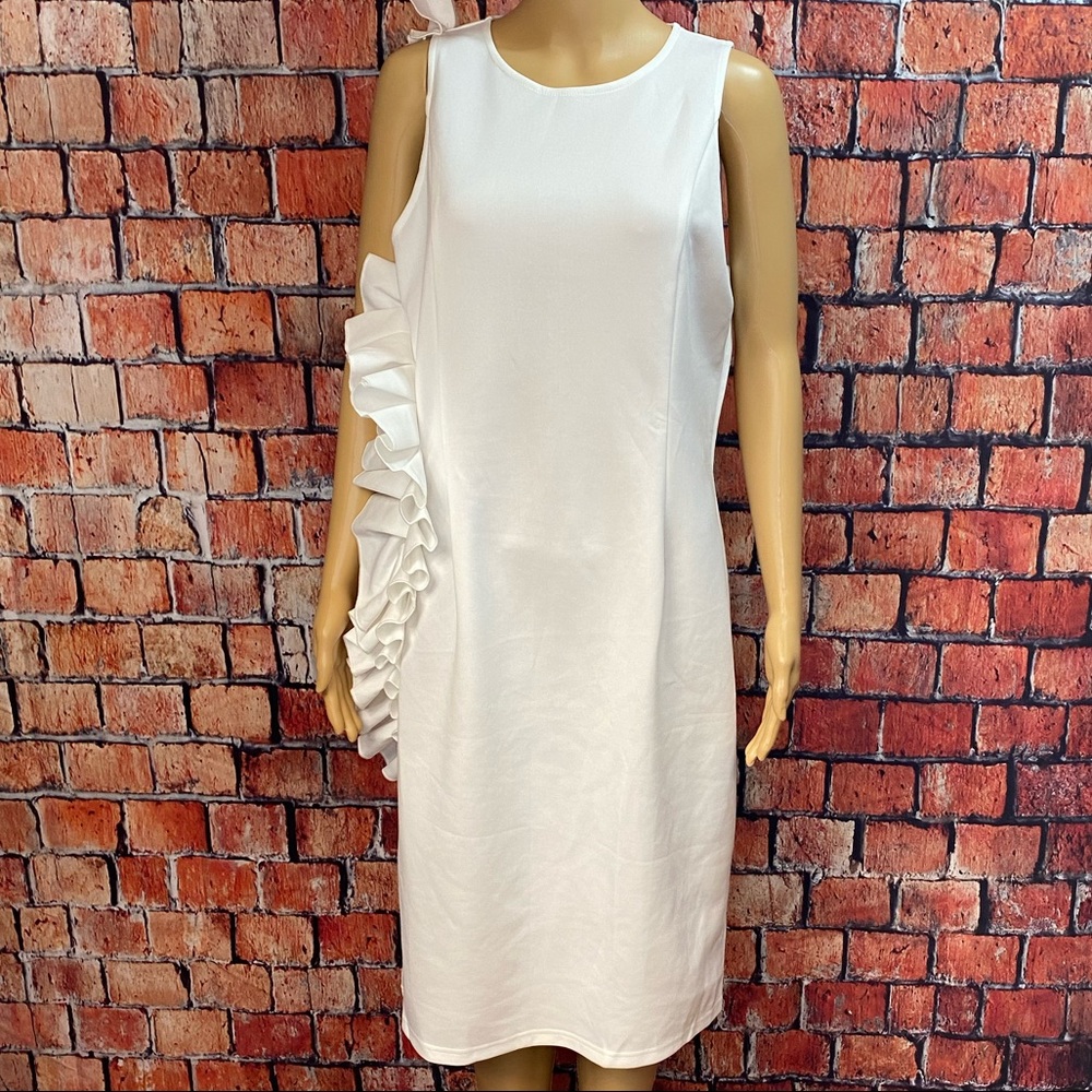 Eien Side Ruffle Plus Size White Dress - Picture 6 of 15